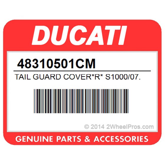 Ducati 48310501CM Tail Guard Cover*R* S1000/07. Cover Seat (Red).