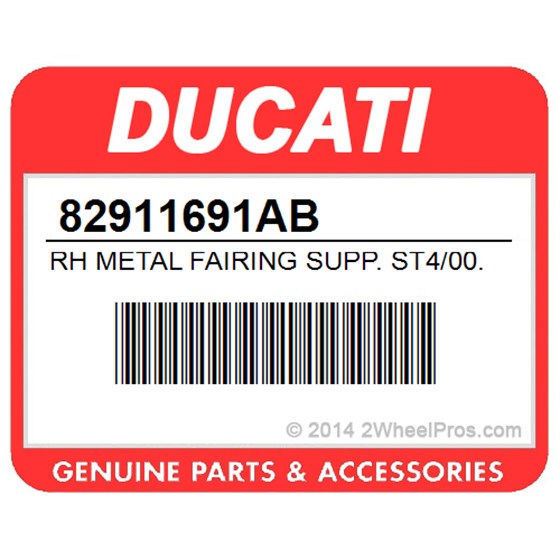 Ducati 82911691AB Rh Metal Fairing Supp. St4/00. R.H. Holder.
