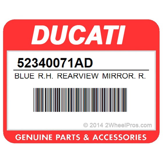 Ducati 52340071AD Blue R.H. Rearview Mirror. R.H. Rear-View Mirror (Blue).