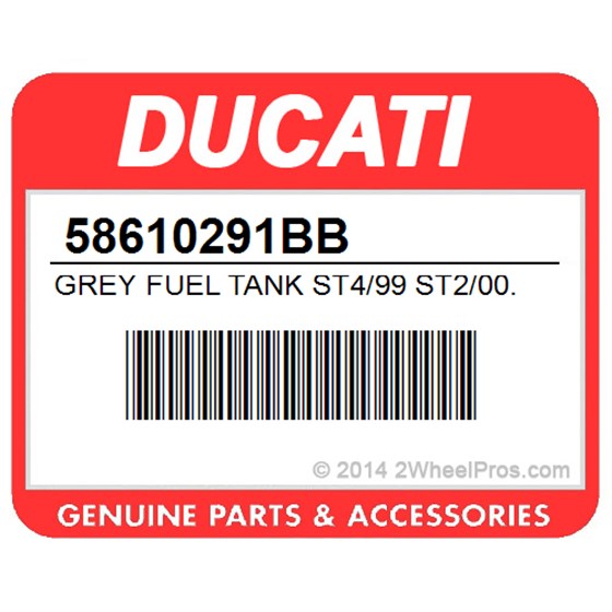 Ducati 58610291BB Grey Fuel Tank St4/99 St2/00. Fuel Tank (Silver).