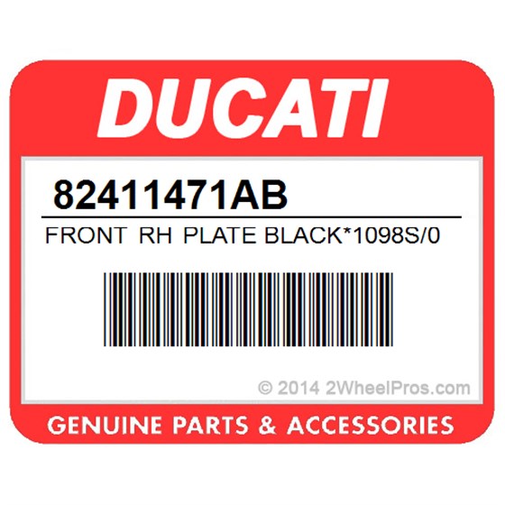 Ducati 82411471AB Front Rh Plate Black*1098S/09. Foot Peg Holder Plate (Front) (R.H.).