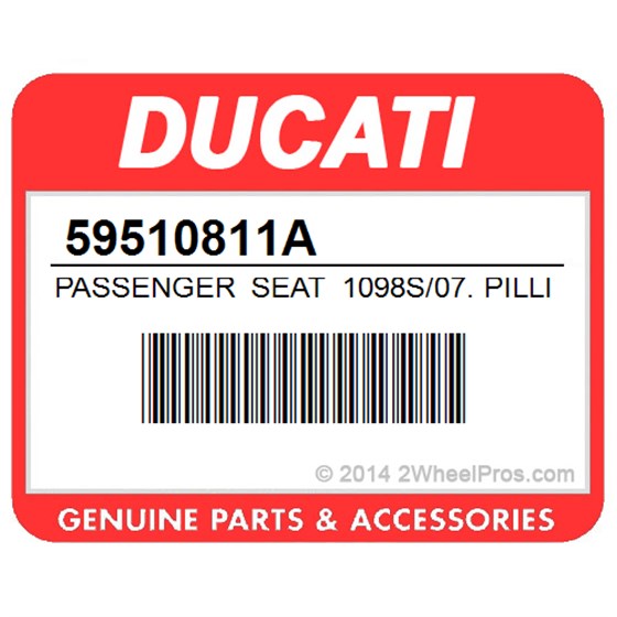 Ducati 59510811A Passenger Seat 1098S/07. Pillion Rider Seat.