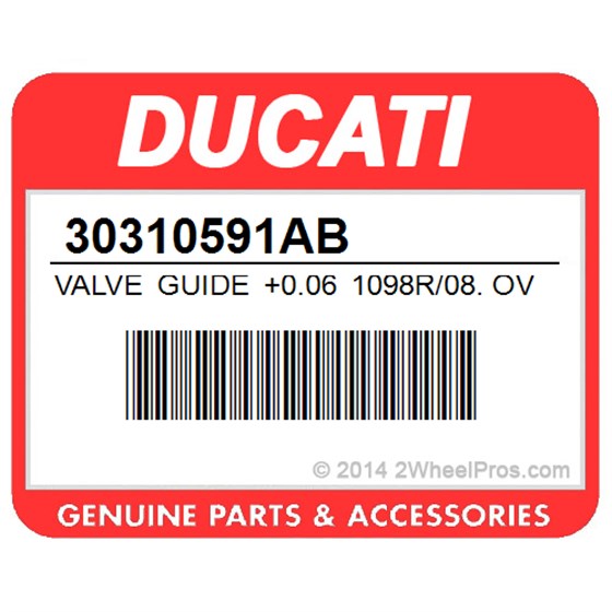 Ducati 30310591AB Valve Guide +0.06 1098R/08. Oversize Valve Guide 0.06.