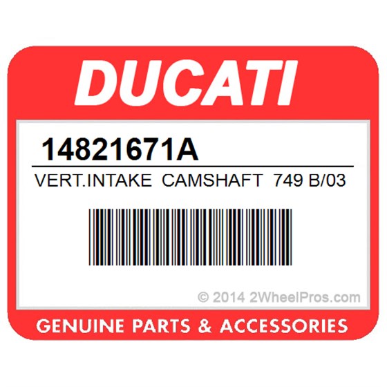 Ducati 14821671A Vert.Intake Camshaft 749 B/03. Vertical Intake Camshaft.