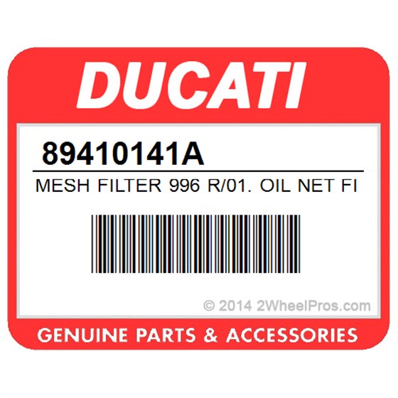 Ducati 89410141A Mesh Filter 996 R/01. Oil Net Filter.