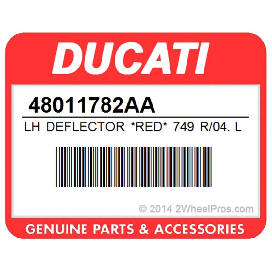 Ducati 48011782AA Lh Deflector *Red* 749 R/04. L.H. Air Deflector (Red).