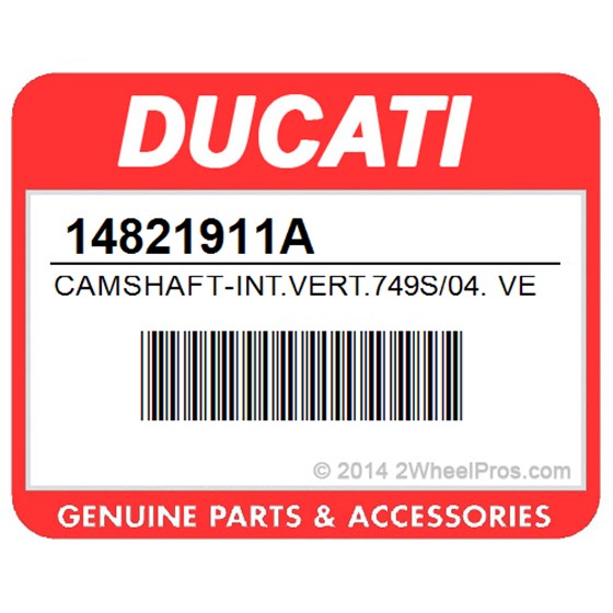 Ducati 14821911A Camshaft-Int.Vert.749S/04. Vertical Intake Camshaft.