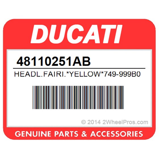 Ducati 48110251AB Headl.Fairi.*Yellow*749-999B03. Headlight Fairing (Yellow).