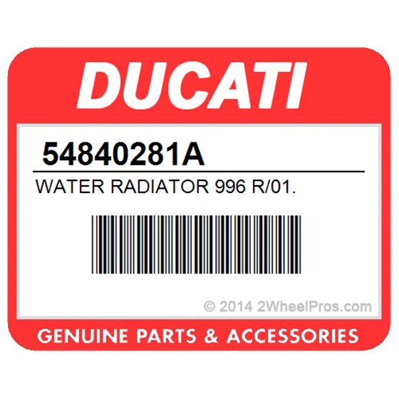 Ducati 54840281A Water Radiator 996 R/01.