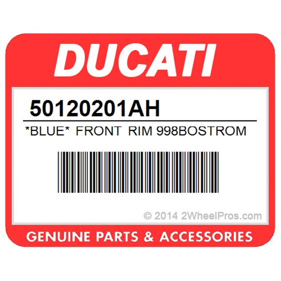 Ducati 50120201AH *Blue* Front Rim 998Bostrom/02. Front Wheel Rim (Blue).
