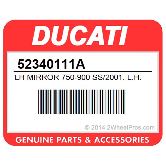 Ducati 52340111A Lh Mirror 750-900 Ss/2001. L.H. Rear-View Mirror.