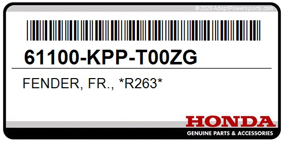 Honda 61100-KPP-T00ZG Fender, Fr., *R263*