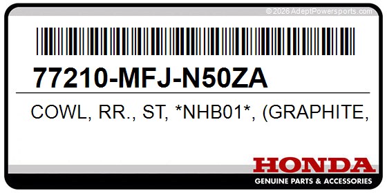 Honda 77210-MFJ-N50ZA Cowl, Rr., St, *Nhb01*, (Graphite, Black)
