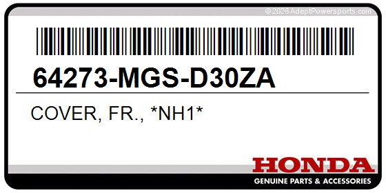 Honda 64273-MGS-D30ZA Cover, Fr., *Nh1*