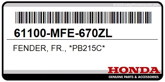 Honda 61100-MFE-670ZL Fender, Fr., *Pb215c*