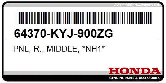 Honda 64370-KYJ-900ZG Pnl, R., Middle, *Nh1*