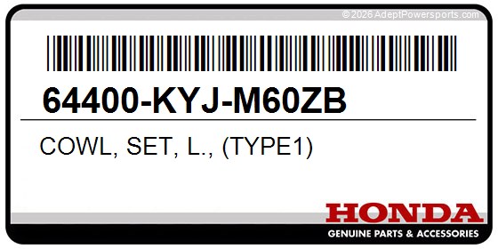 Honda 64400-KYJ-M60ZB Cowl, Set, L., (Type1)