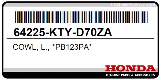Honda 64225-KTY-D70ZA Cowl, L., *Pb123pa*