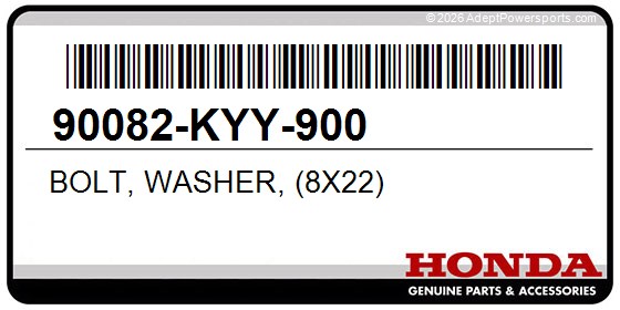 Honda 90082-KYY-900 Bolt, Washer, (8X22)