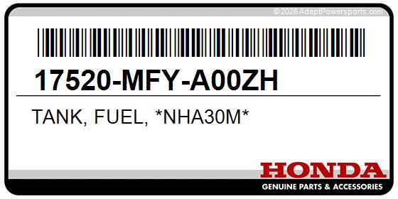 Honda 17520-MFY-A00ZH Tank, Fuel, *Nha30m*