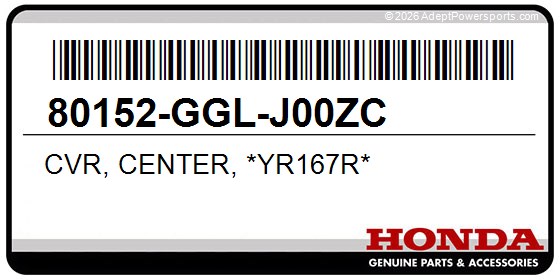 Honda 80152-GGL-J00ZC Cvr, Center, *Yr167r*