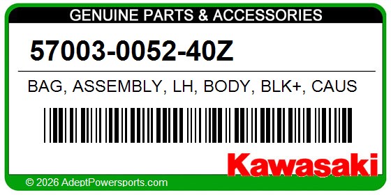 Kawasaki 57003-0052-40Z Bag, Assembly, Lh, Body, Blk+, Caus