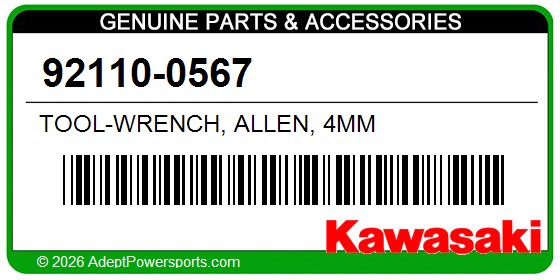 Kawasaki 92110-0567 Tool-Wrench, Allen, 4Mm
