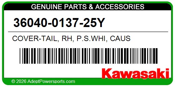 Kawasaki 36040-0137-25Y Cover-Tail, Rh, P.S.Whi, Caus