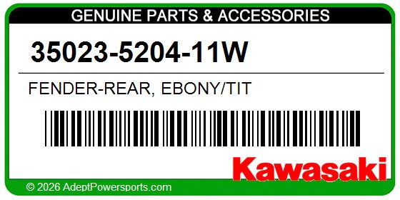 Kawasaki 35023-5204-11W Fender-Rear, Ebony/Tit