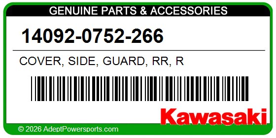 Kawasaki 14092-0752-266 Cover, Side, Guard, Rr, R
