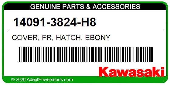 Kawasaki 14091-3824-H8 Cover, Fr, Hatch, Ebony
