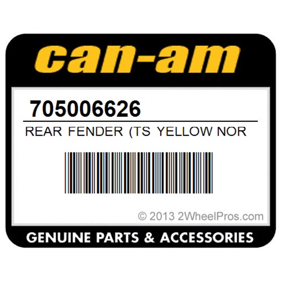Can-Am 705006626 Rear Fender (Ts Yellow North America)