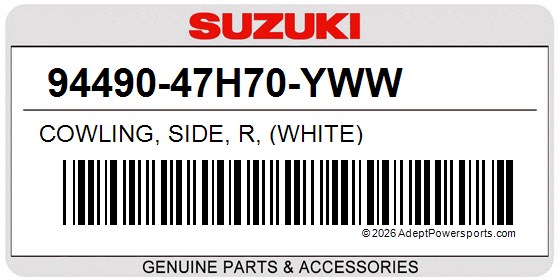 Suzuki 94490-47H70-YWW Cowling, Side, R, (White)