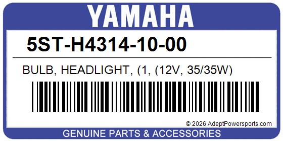 Yamaha 5ST-H4314-10-00 Bulb, Headlight, (1, (12V, 35/35W)
