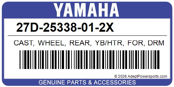 Yamaha 27D-25338-01-2X Cast, Wheel, Rear, Yb/Htr, For, Drmk