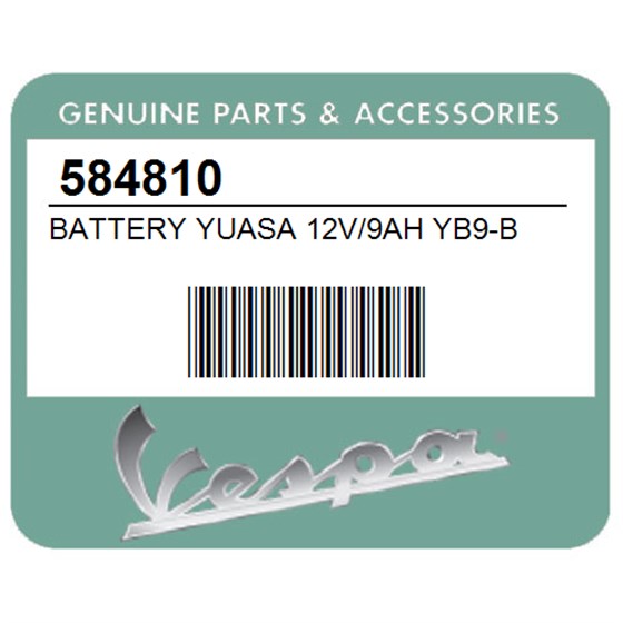 Vespa 584810 Battery Yuasa 12V/9Ah Yb9-B