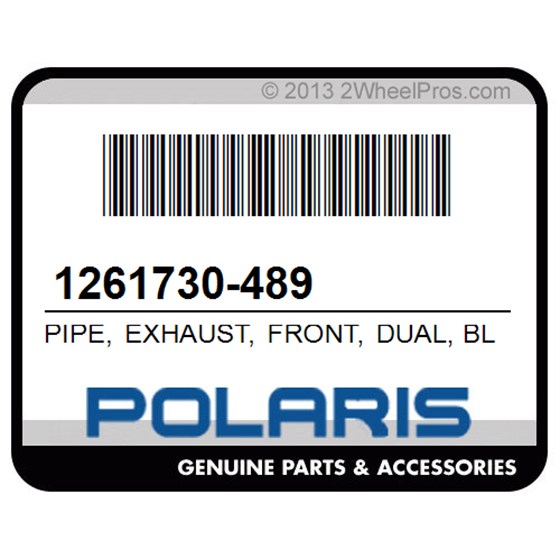 Polaris 1261730-489 Pipe, Exhaust, Front, Dual, Black
