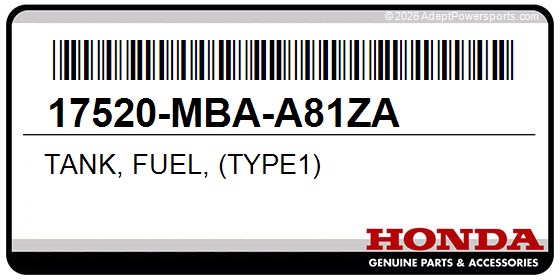 Honda 17520-MBA-A81ZA Tank, Fuel, (Type1)