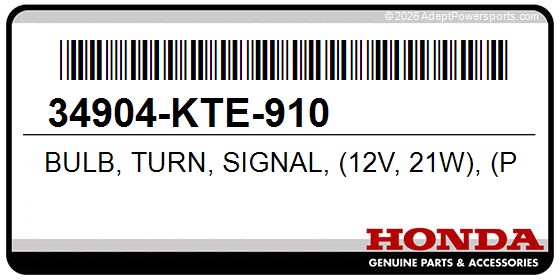 Honda 34904-KTE-910 Bulb, Turn, Signal, (12V, 21W), (Py21w), (Amber)