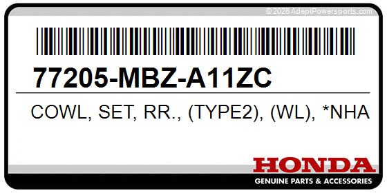 Honda 77205-MBZ-A11ZC Cowl, Set, Rr., (Type2), (Wl), *Nha32*, (Mat, Blacky, Gray, Metallic)