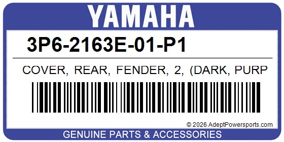 Yamaha 3P6-2163E-01-P1 Cover, Rear, Fender, 2, (Dark, Purplish, Blue, Metallic, U)
