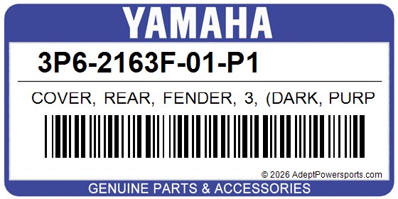 Yamaha 3P6-2163F-01-P1 Cover, Rear, Fender, 3, (Dark, Purplish, Blue, Metallic, U)