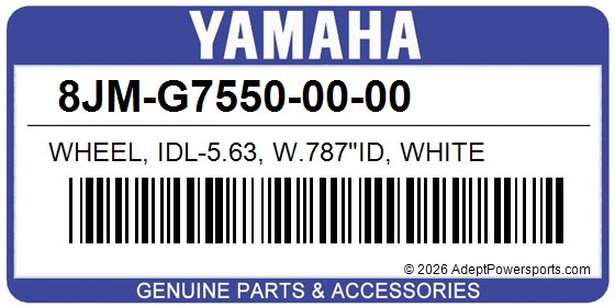 Yamaha 8JM-G7550-00-00 Wheel, Idl-5.63, W.787"Id, White