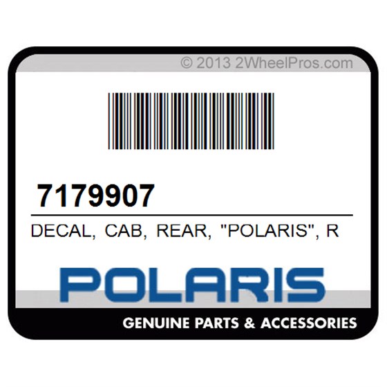 Polaris 7179907 Decal, Cab, Rear, "Polaris", Rh