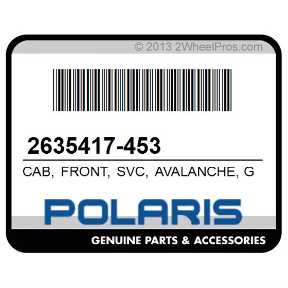 Polaris 2635417-453 Cab, Front, Svc, Avalanche, Gray