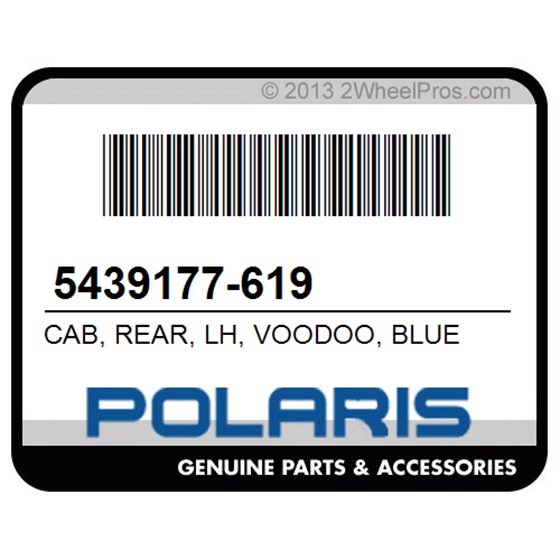 Polaris 5439177-619 Cab, Rear, Lh, Voodoo, Blue