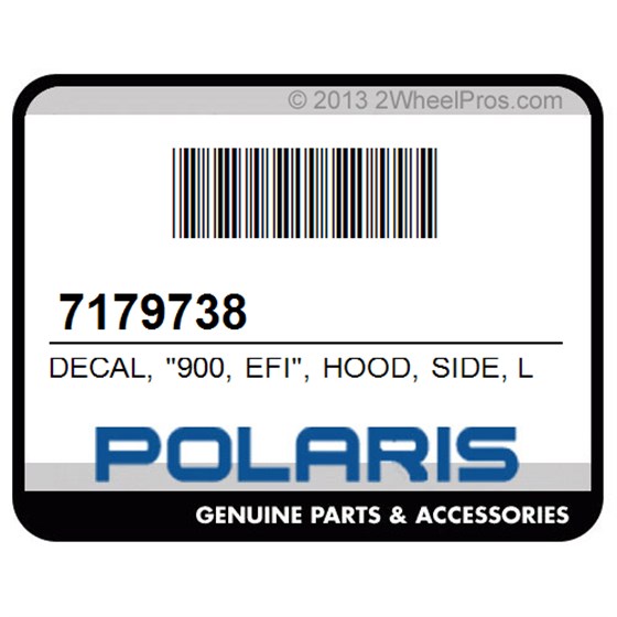 Polaris 7179738 Decal, "900, Efi", Hood, Side, Lh, [Eamc]