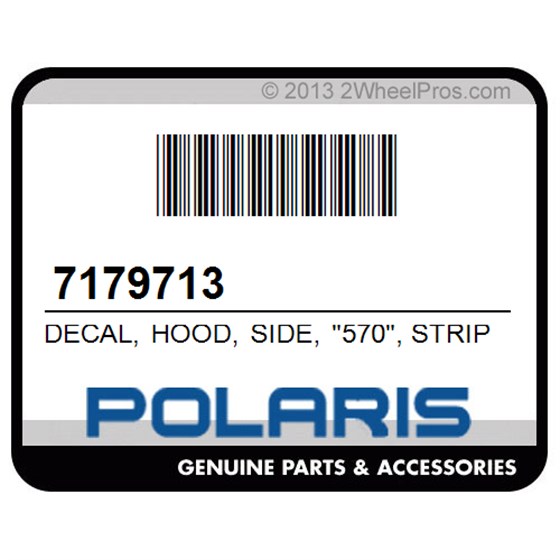 Polaris 7179713 Decal, Hood, Side, "570", Stripe, Rh
