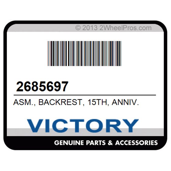 Victory 2685697 Asm., Backrest, 15Th, Anniv.
