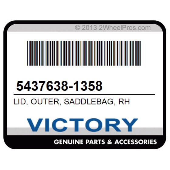 Victory 5437638-1358 Lid, Outer, Saddlebag, Rh